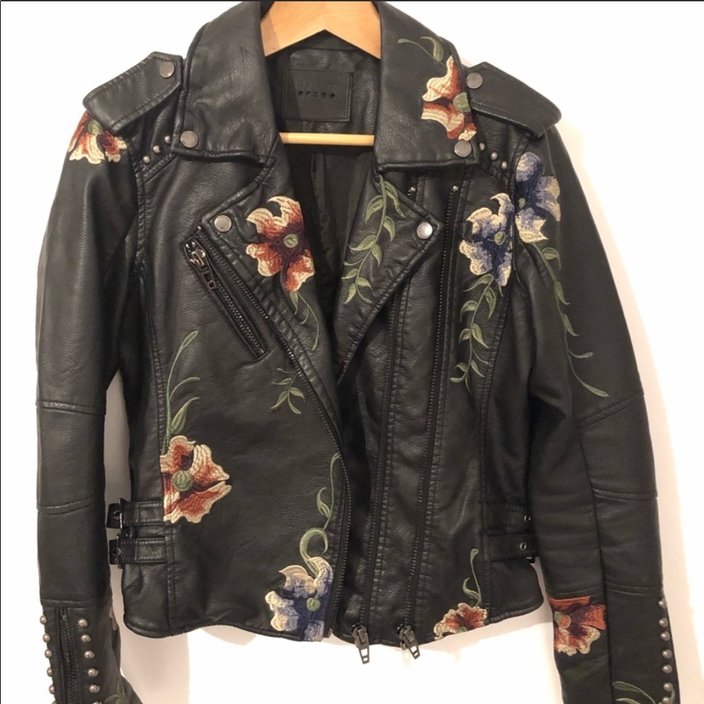 Blank NYC Embroidered Floral Moto Jacket